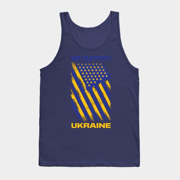 We support Ukraine, Free Ukraine, Ukrainian American flag design Tank Top by laverdeden